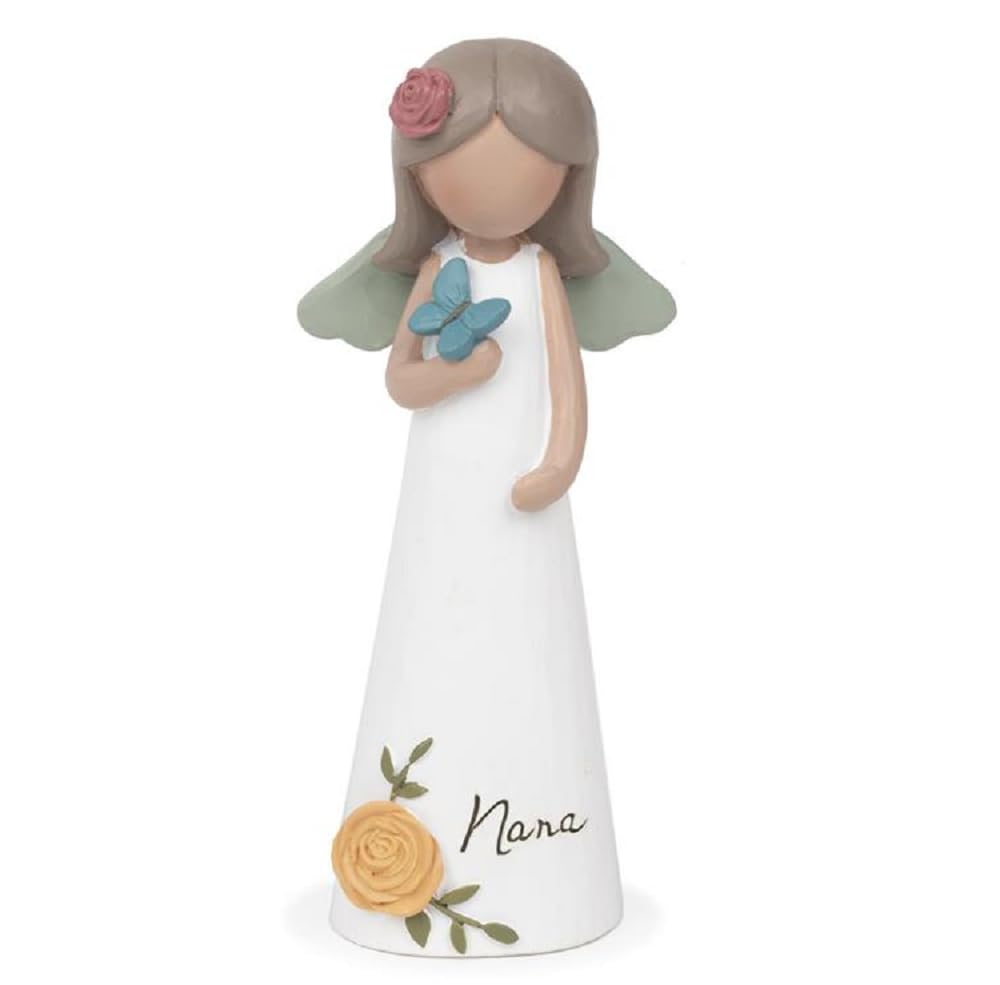 Blossom Bucket Butterfly Wishes Nana Angel Figurine, 4.75-inch Height, Resin, Home Décor, Decoration Items