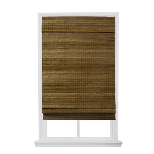 The Shade & Shutter Factory Berkshire Cordless Zig-zag Bamboo Roman Shades (Brown 39 in. W x 64 in. L)