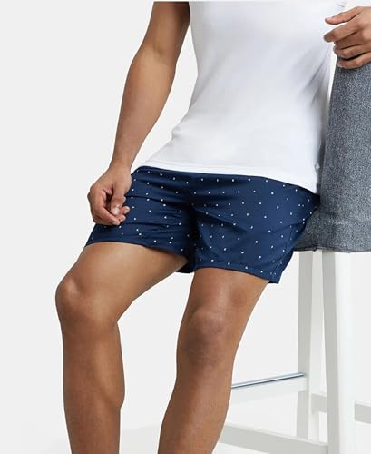 Image of Jockey NY07 Men's Super Combed Cotton Satin Weave Printed Boxer Shorts with Side Pocket