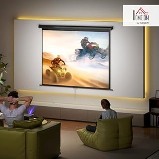 HOMCOM Telo Proiettore da 84 Pollici 4K HD Formato 4:3, Altezza Regolabile Manuale, Schermo Proiettore, Grandangolo di 160 Gradi, Telo Videoproiettore per Casa, Home, Cinema, Ufficio, Nero