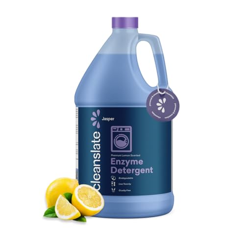 Laundry Detergent Liquid Professional Strength - Cold Water Safe Enzyme Powered Concentrated Washing Soap for All Standard Machines, Hard Water Compatible, Lemon Scent by Jasper (128 Ounces)