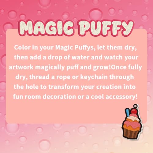 Image of MZYTOZA 3D Art Craft Aqua Magic Puffs Paint Kit - Magic Foam Texture Painting Kit, 15 Mess-Free Paint by Number Craft for Kids, Christmas Gift Idea & Stocking Stuffer(Dessert Style)