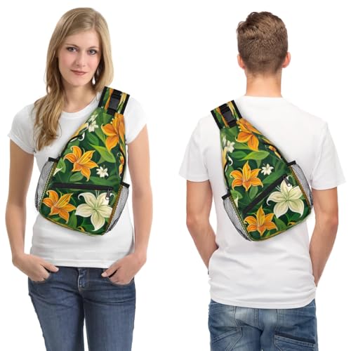 Sling bag unisex con diseño floral para senderismo miniatura 7