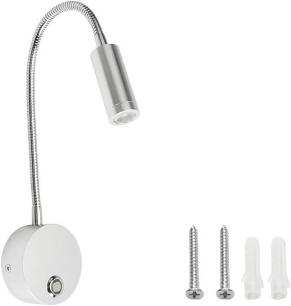 3 W LED Touch dimming Reading Light with USB Charging Port AC100-240V Wide Voltage headboard Reading Light(Silver,White Light)