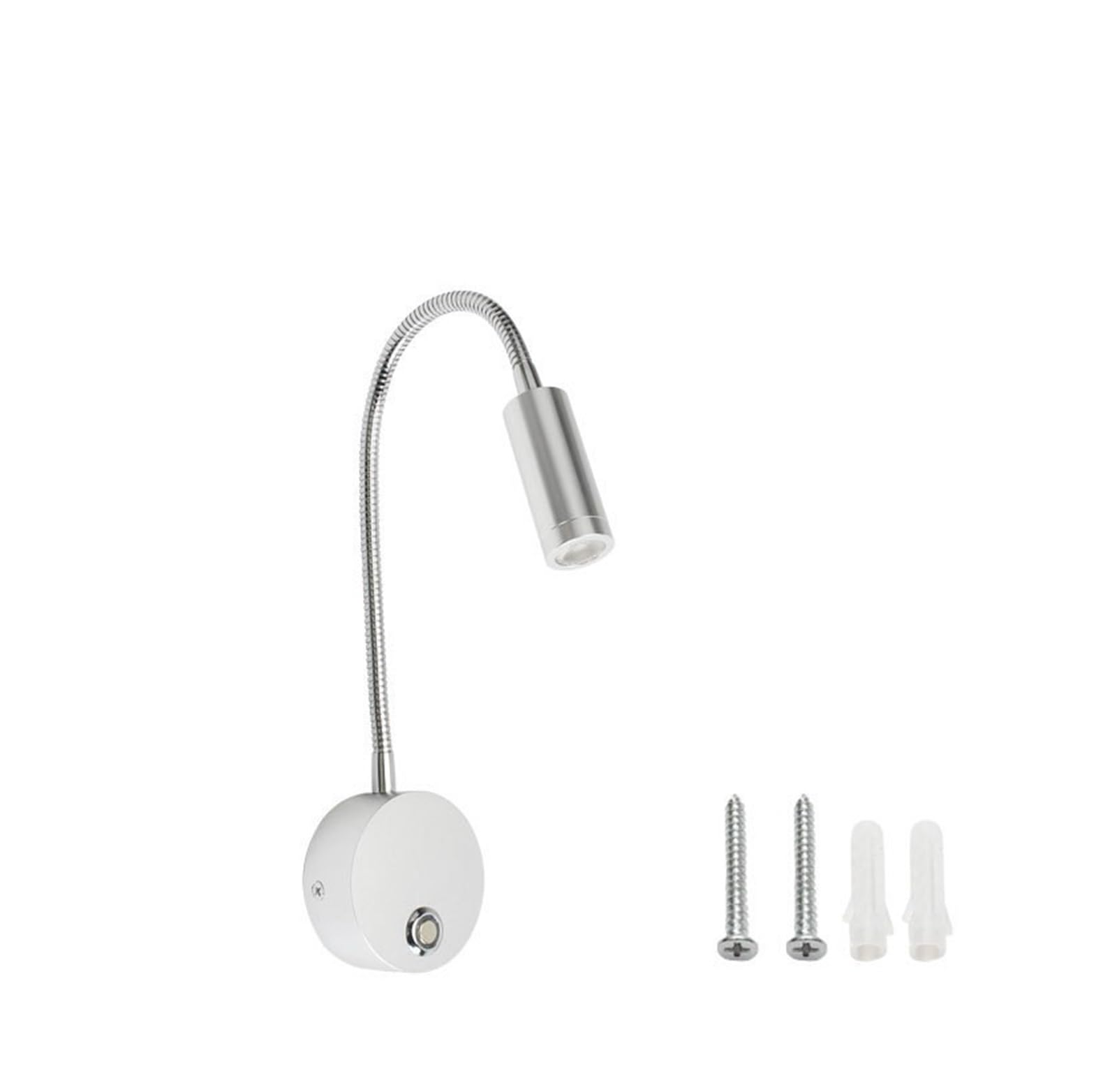 Luz de lectura LED de cabecero AC100-240V regulable con USB plateada 7