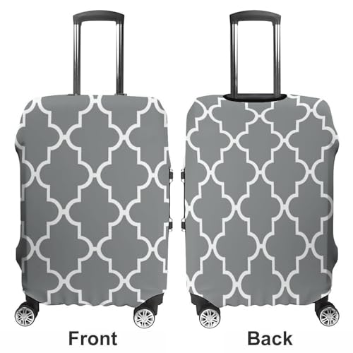 Carry on Luggage Cover Quatrefoil Grey Suitcase Covers for Luggages Tsa Approved Travel Luggage Sleeve Protector Elastic Suitcase Protector Anti-Scratch Washable Fits 19-30 Inch Case -L3