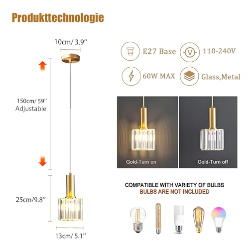 Lámpara moderna de vidrio y acabado oro brillante con cristales de alta pureza K9 2