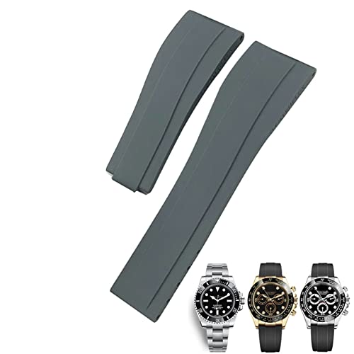 BEFIA Bracelet de montre en caoutchouc 20 mm 21 mm pour Rolex Daytona Submariner GMT Yacht-Master OYSTERFLEX Bracelet en silicone avec boucle déployante, 20 mm, Agate