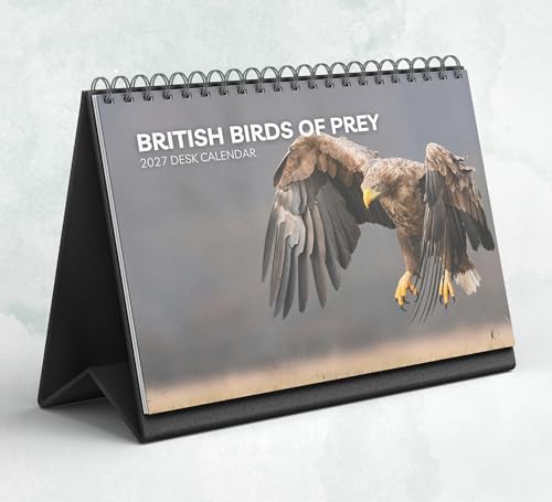 Image of British Birds of Prey Desk Calendar 2027-2028: Standing Flip Desktop Calendar with Thick Paper (15.25cm x 22cm - similar to A5)