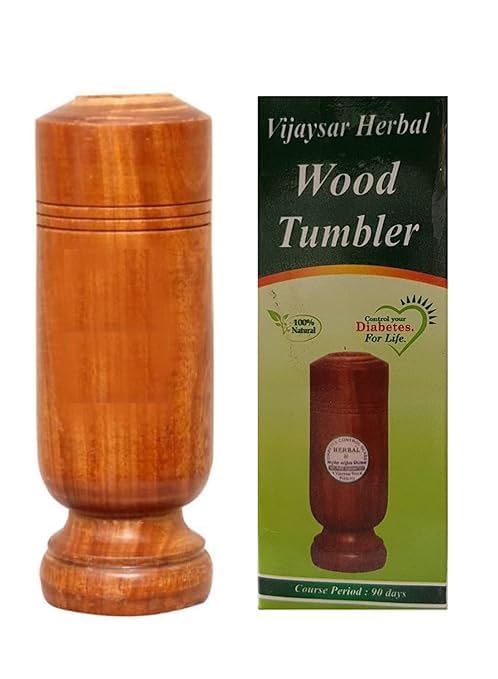 Diabetes Control Vijaysar Wooden Tumbler Glass for Drinking Water & Ayurvedic Glass for Diabetes Management and Blood Sugar Control (Singel Piece)