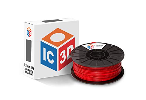 IC3D Red 1.75mm ABS 3D Printer Filament - 1kg Spool - Dimensional Accuracy +/- 0.05mm - Professional Grade 3D Printing Filament - Made in USA