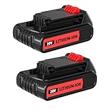 POWTREE Upgraded 3800mAh 2Packs 20V Lithium Battery LBXR20 Replace for Black and Decker 20V Max Lith