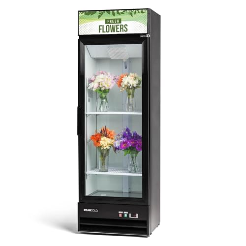 PEAKCOLD 1-Door Floral Cooler - 14 Cubic Ft, 25.6" Wide,