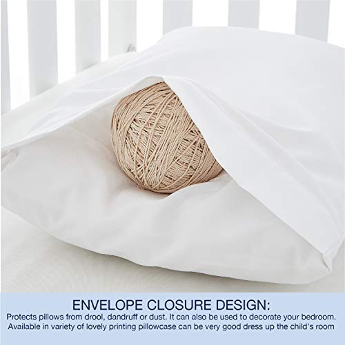 Image of EXQ Home Toddler Pillowcases 13x18 Travel Pillow Case Set of 2, Small Pillow Case Fits Baby Pillow Sized 12x16, 13x18, Kids Pillowcases 2 Pack Machine Washable with Envelope Closure(White)