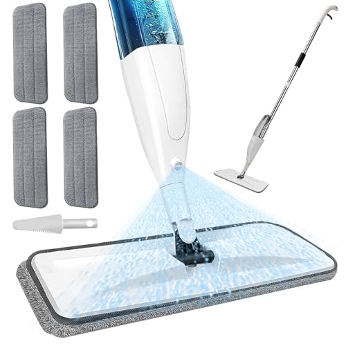 Hogar, Kitchen ZRJJTQ Trapeador Húmedo y Seco, Mopas para Limpieza de Suelos, Fregona de Microfibra para Iimpieza de Suelos, con 4 Almohadillas Lavables y 1 Rascador, para...
