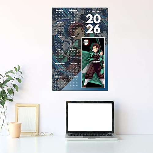Image of 2026 Anime Wall Calendar 12 x 18 Inch | Tanjiro Blue Theme Inspired | Aesthetic Anime Poster Calendar | Room & Wall Decoration | Premium Print
