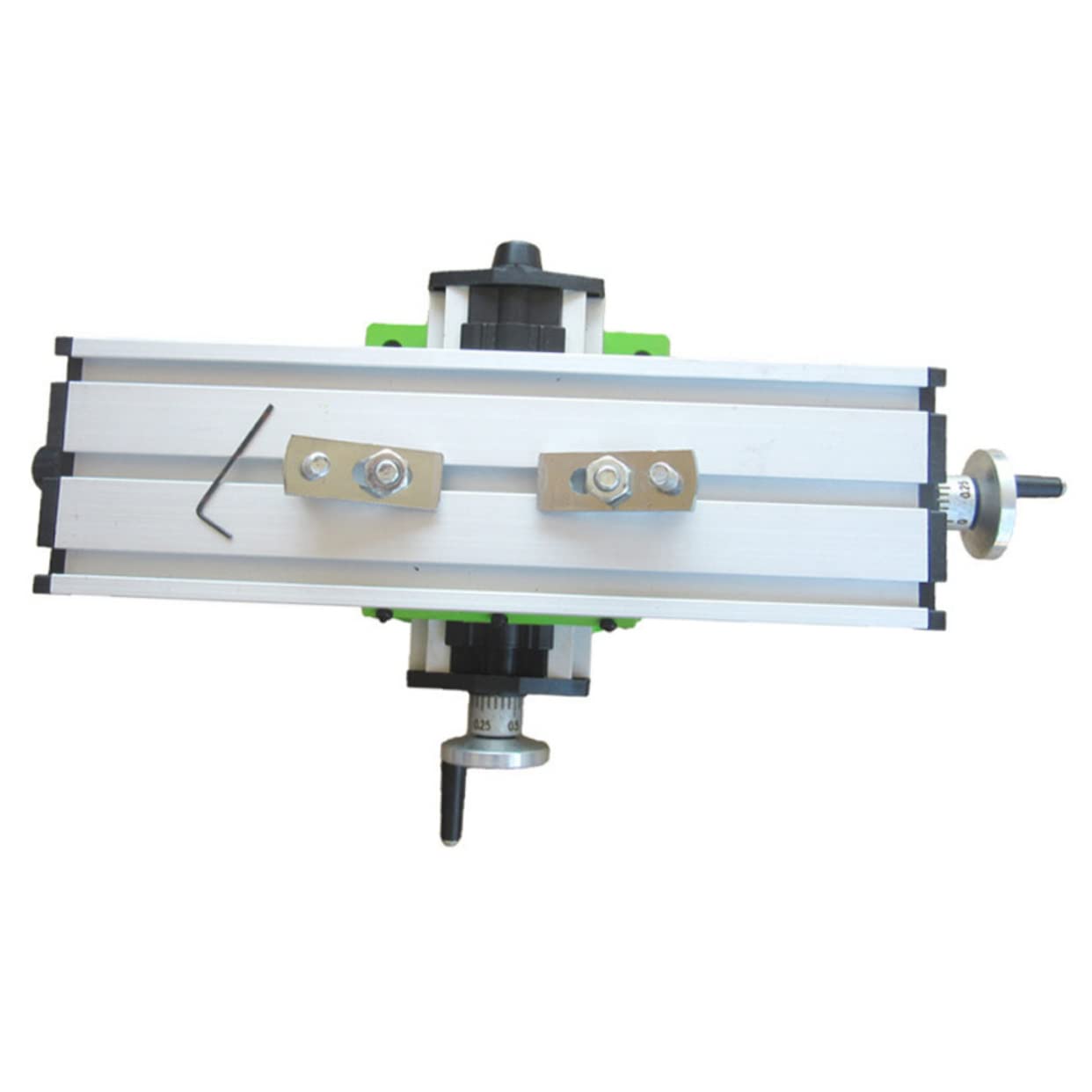 Hemobllo Mini Mesa de Trabajo de Fresadora y Abrazadera de Banco, Aleación de Aluminio, 310x90 Mm, 2 Ejes Ajustables, para Taladro de Banco y Fresado, Sistema Compuesto Deslizante, 2