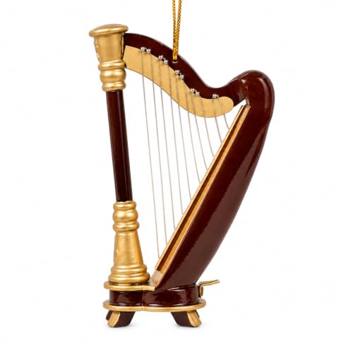 Wood Mini Harp Christmas Ornament