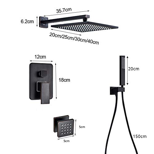 Ensemble de douche LED noir bronze avec mitigeur encastré 6 pièces - 8