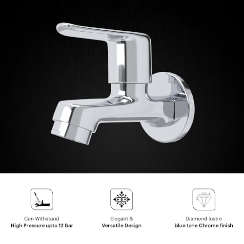 Image of Johnson Sega Brass Bib Cock Faucet for Bathroom, Utility & Garden| Wall Mounted Chrome Finish Brass Bib Tap with Flange| Corrosion & Rust Resistant| Leak-Proof Disc Valve Technology|10 Years Warranty