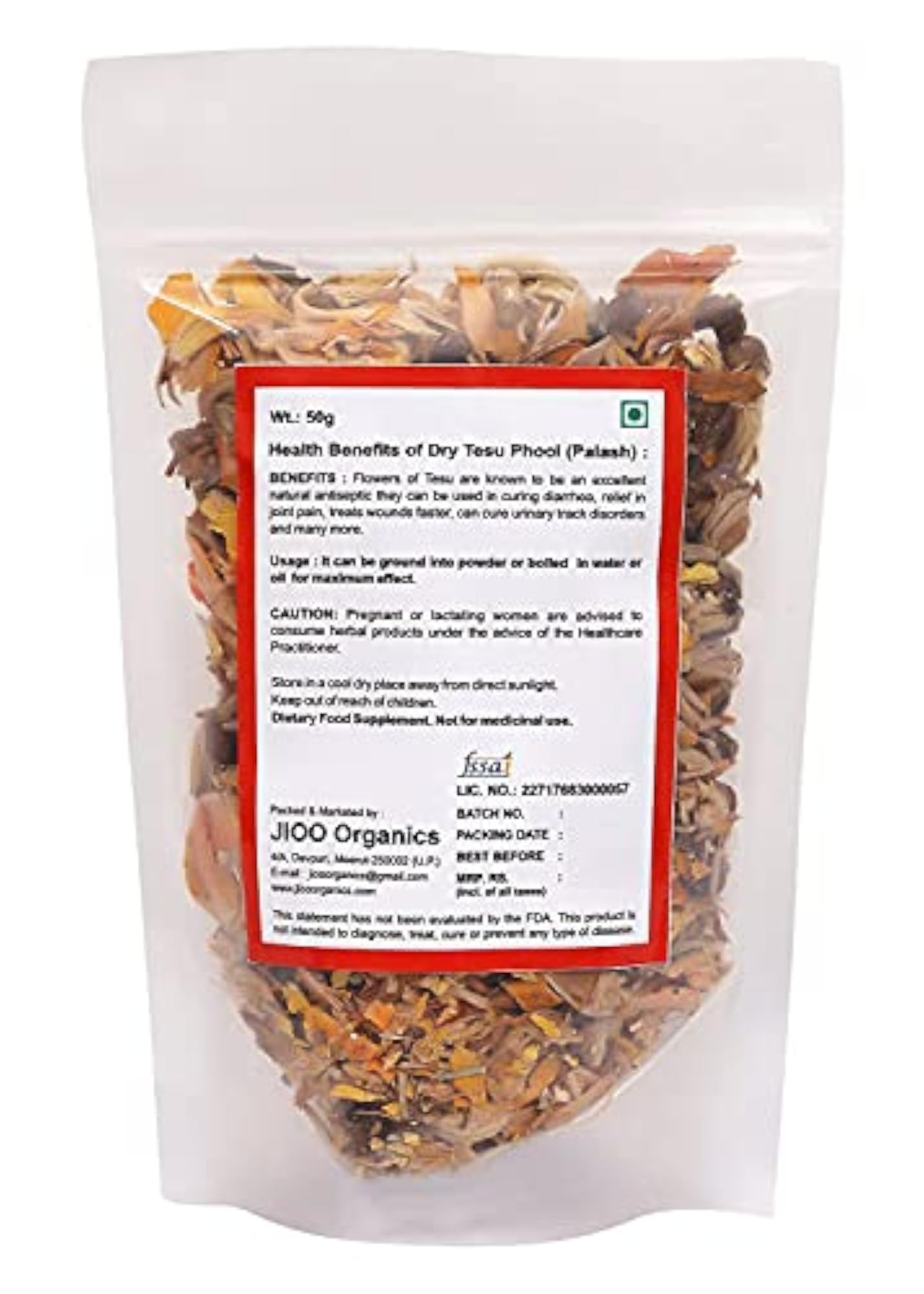J Organics Dry Tesu k Phool, 50 Gms