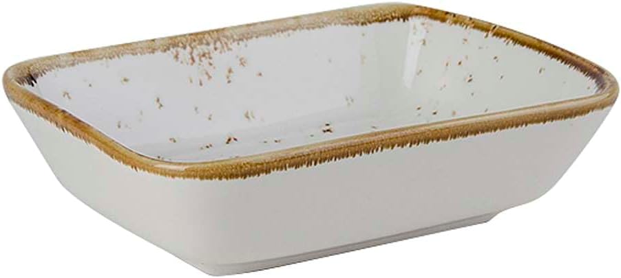 Tuxton Artisan Geode Geode Olive Reactive Natural 8-Ounce Rectangular Side Dish, Case of 24, Green; Scratch Resistant; Chip Resistant; Lead & Cadmium Free; Dishwasher, Microwave, Oven Safe