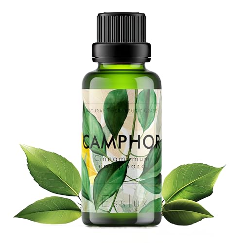 Image of Esslux Camphor Essential Oil - 100% Pure Natural Camphor Oil for Aromatherapy & Skin Care | Refreshing & Invigorating Scent for Diffuser, Massage & DIY Projects - Therapeutic Grade - 90 ML