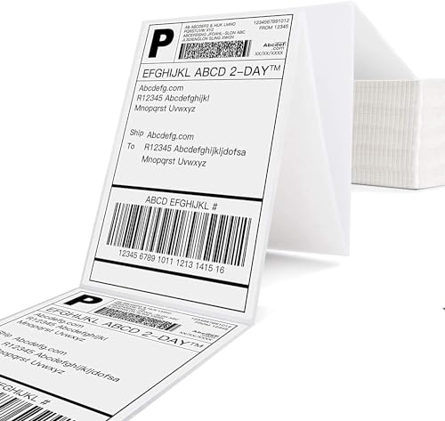 Fanfold Thermal Labels 4x6, Perforated Postage Thermal Label Paper Compatible with Zebra and Rollo,1 Stack-500 Labels image 1