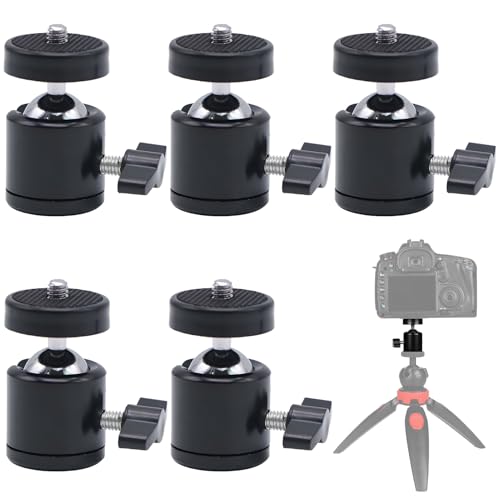 5 Stück Kugelkopf Stativ,360° Drehbar Mini Stativkopf, Kugelkopf 360° Drehbar Mit 1/4 Universalschnittstelle, Kugelgelenk Für Stative, Einbeinstative, Kameras