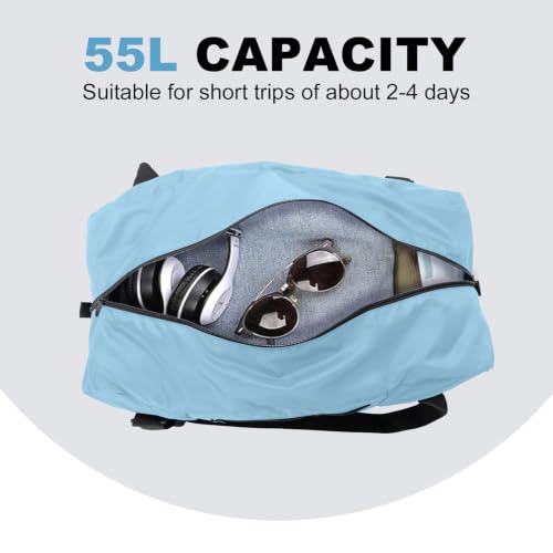 Image of HOLYLUCK Foldable Travel Duffel Bag For Women & Men Luggage Great for Gym - Large Light Blue