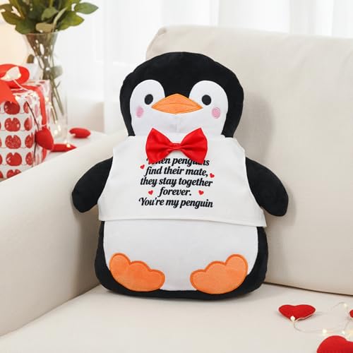 QIONG MENG Valentines Day Penguin Pillow When Penguins Find Their