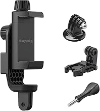 Suptig Support de téléphone pour trépied, adaptateur de trépied compatible avec iPhone, GoPro, DJI Action, Insta 360, Akaso, Mic, accessoires de photographie à lumière LED