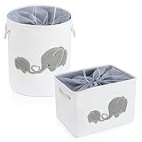 I nylon 2-Pack Storage Baskets, Nursery Size, Hamper & Laundry, Mother Baby Gift, Elephant Decor