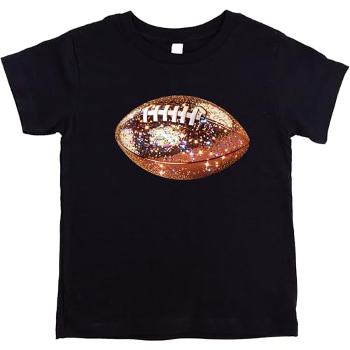 Faux Glitter Football Graphic Shirt for Toddlers and Girls Cute Girly Football Season Tee