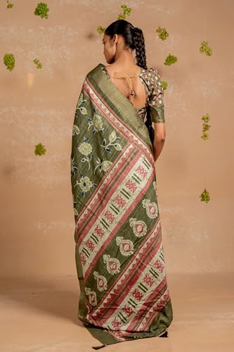 Image of MIRCHI FASHION Saree for Woman | Art Silk Floral Printed Ethnic Occasional Sari with Blouse
