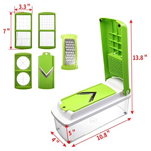 Vegetable Fruit Chopper Slicer with Container, Salad-Making Tool Set, Kitchenware, 6 Types of Blades