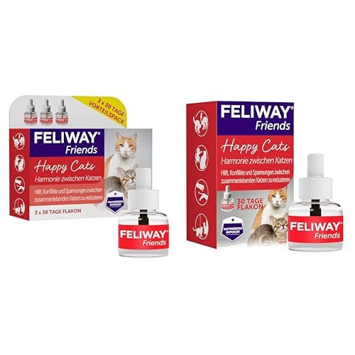 FELIWAY Friends Nachfüller Vorteilspack | Pheromone Katzen | 4x48ml Flakon für die Steckdose | Gegen Stress, für mehr Harmonie | 120 Tage Anwendung | von Tierärzten empfohlen, klinisch getestet