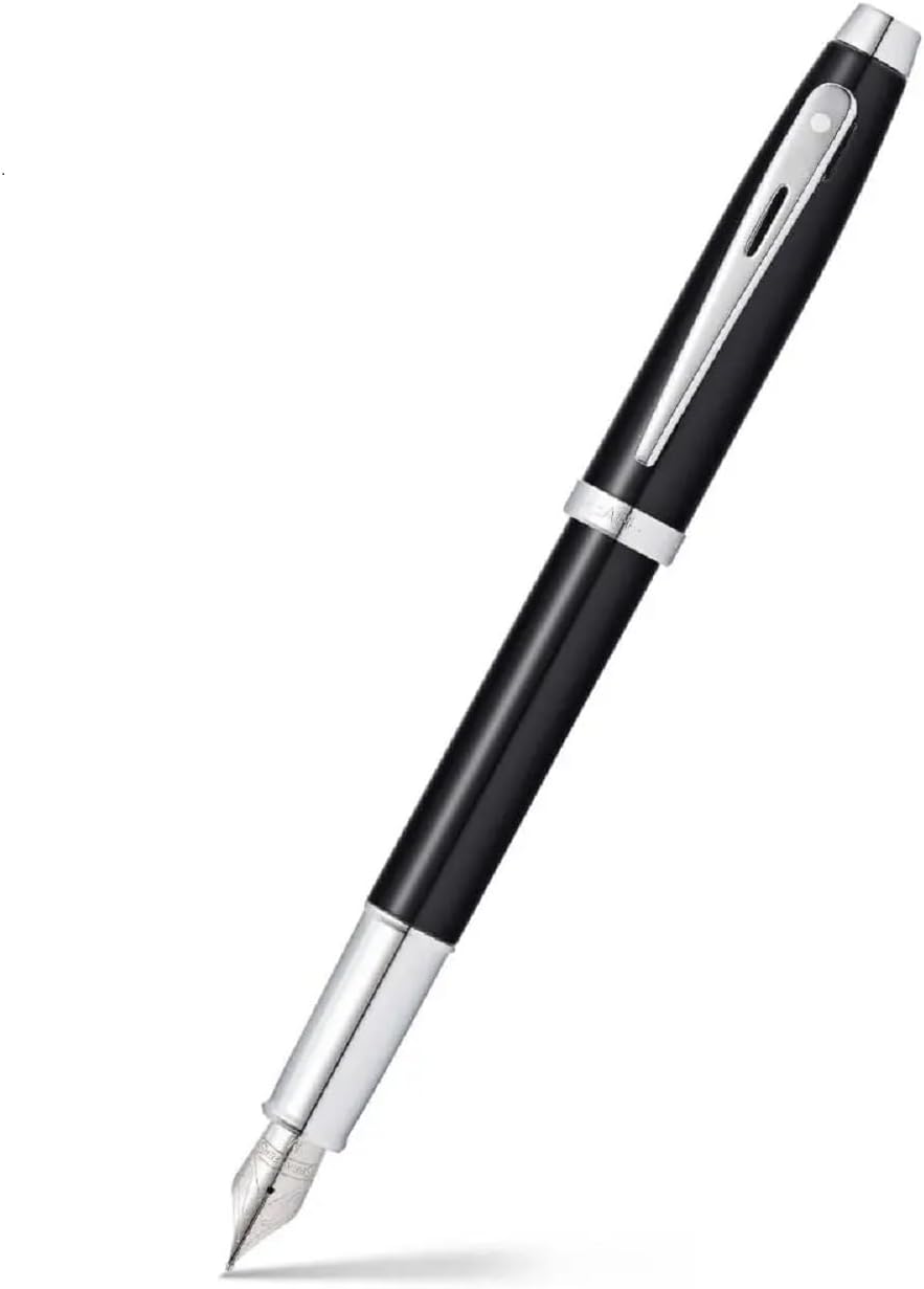 Sheaffer Gift 100 9338 Fountain Pen (Fine) Glossy Black with Chrome-Plated Trim