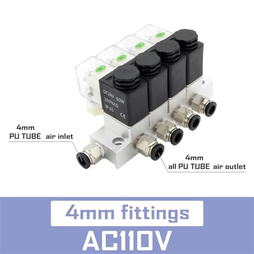 Distributeur pneumatique 2V025-06 combiné multi-voies AC110V 4mm