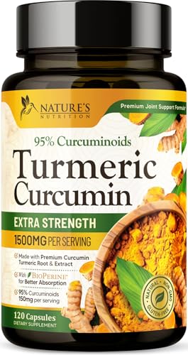 Turmeric Curcumin Supplement 1500mg - Organic Tumeric & BioPerine Black Pepper for Best Absorption with 95% Curcuminoids, Natures Joint & Immune Support, Non-GMO, Bottled in USA - 120 Capsules