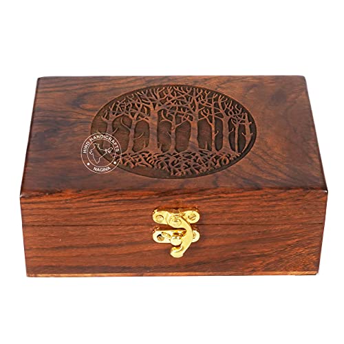 Rosewood Handmade Wooden Urn Tree of Life Engraving Handcarved Jewellery Box for Women-Men Jewel | Home Decor Accents | Decorative Boxes | Storage & Organiser (7