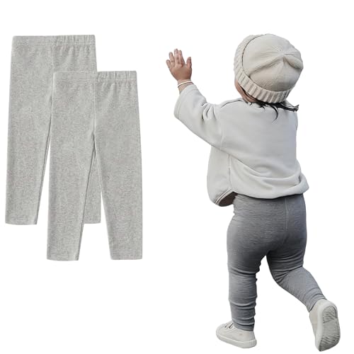 2 Pack Stretch Leggings for Girls Toddlers Long Pants Girls Leggings Cotton for School Uniform Sports or Play