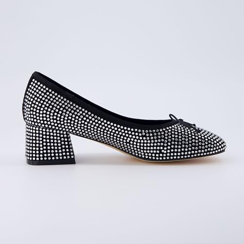 CUSHIONAIRE Women's Eiffel Rhinestone Bling Bow Flat with +Memory Foam and Wide Widths Available4