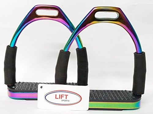 Lift Sports RAINBOW MULTI COLOR HORSE FLEXIBLE SAFETY STIRRUPS RIDING BENDY IRON STEEL (5 INCH)