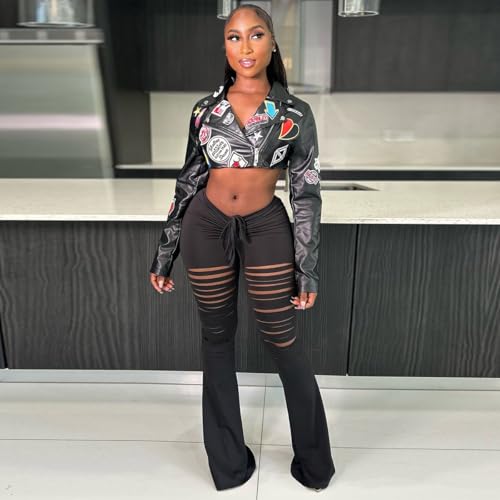 Faux Leather Jackets for Women Trendy Long Sleeve Streetwear Motorcycle Club Coats Cropped Womens Jackets2