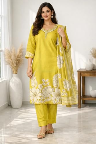 Image of FABNEX Kurta Set for Women | Stylish Cotton Printed Kurti Pant Set | Indo-Western Casual & Festive Kurta Set for Women (K-229-30)