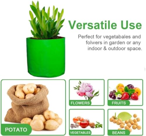 Image of Grow Bags 15x15 inch, Premium HDPE 225 GSM for Terrace Gardening, UV Stabilized Plant Bags for Vegetables and Flowers, 4-6 Years Life (Pack of 7, 15x15)