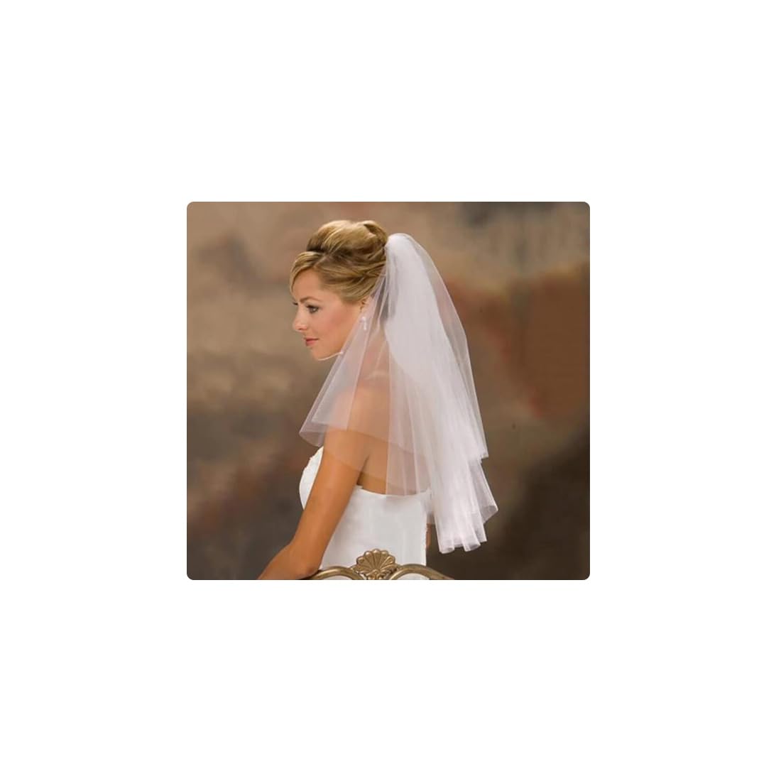 Wedity Women's White Wedding Bridal Veils 2 Tier Bridal Tulle Elbow Fingertip Length Cut Edge Veil Bride Hair Accessories With Comb (White)