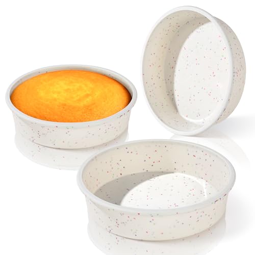 Vinino 8 Inch Silicone Round Cake Pan with Metal Reinforced