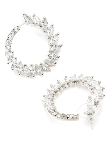 Image of Karatcart Women Green American Diamond Stud Earrings
